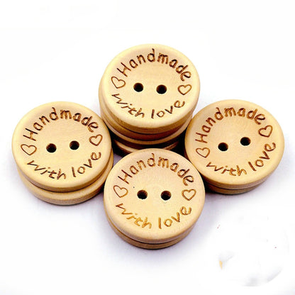 100 PCS/Set Natural Color Wooden Buttons Handmade Love Letter Wood Button Craft DIY Baby Apparel Accessories(15mm) - DIY Apparel Sewing by PMC Jewellery | Online Shopping South Africa | PMC Jewellery