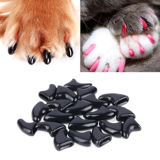 20 PCS Silicone Soft Cat Nail Caps / Cat Paw Claw / Pet Nail Protector/Cat Nail Cover, Size:L(Black) - Pet Care by PMC Jewellery | Online Shopping South Africa | PMC Jewellery
