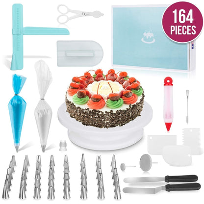 164 in 1 Cake Turntable Set Stainless Steel Decorating Mouth Baking Tools - Food Molds by PMC Jewellery | Online Shopping South Africa | PMC Jewellery