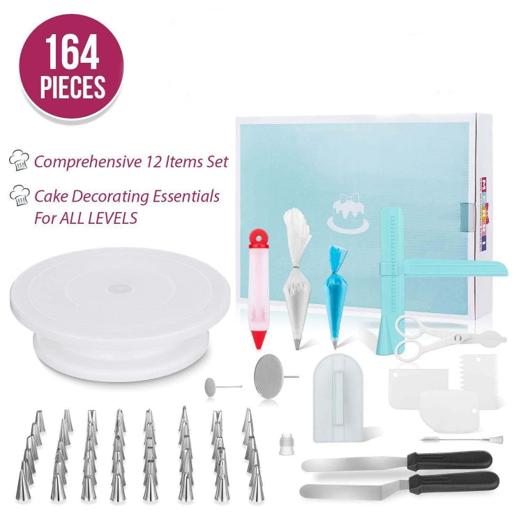 164 in 1 Cake Turntable Set Stainless Steel Decorating Mouth Baking Tools - Food Molds by PMC Jewellery | Online Shopping South Africa | PMC Jewellery