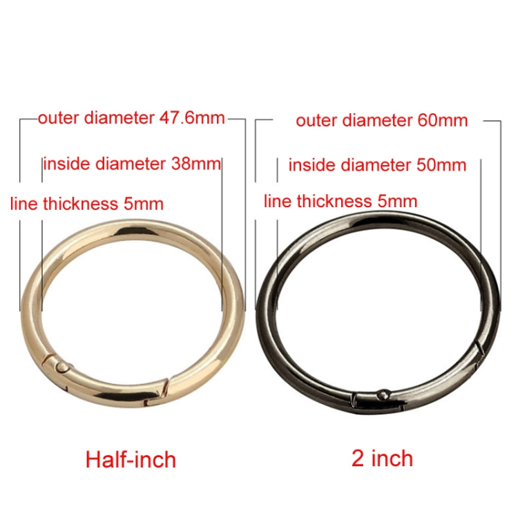 10pcs Zinc Alloy Spring Ring Metal Open Bag Webbing Keychain, Size:Half-inch Black - Key Rings by PMC TechLife | Online Shopping South Africa | PMC TechLife