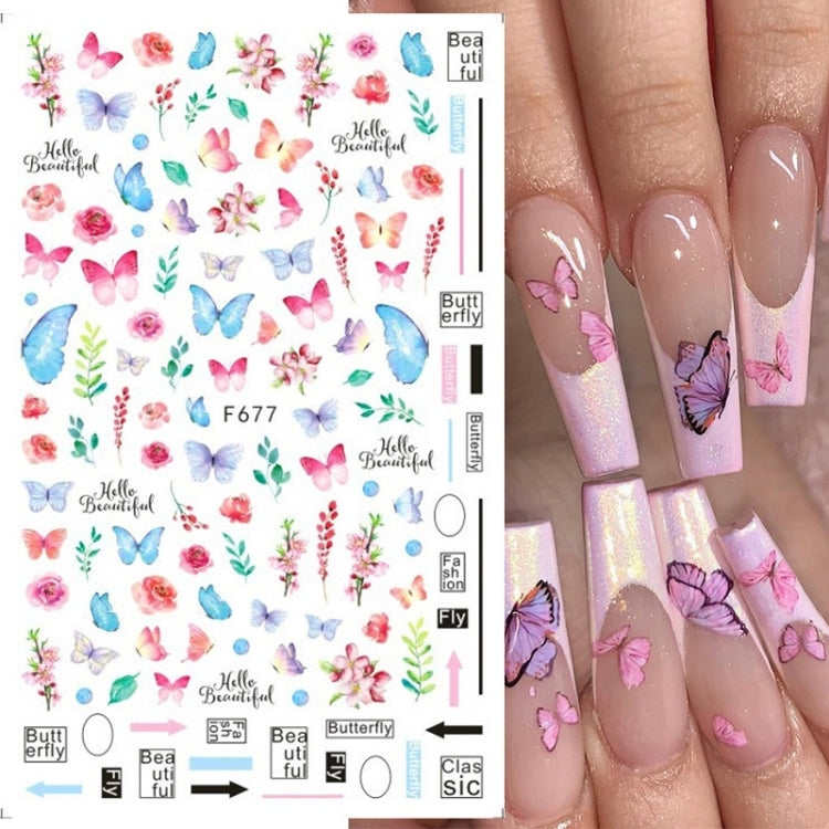 10pcs 3D Adhesive Butterfly Retro Rose Color Nail Art Sticker(F-628) - Nail Stickers by PMC Jewellery | Online Shopping South Africa | PMC Jewellery