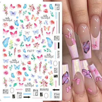 10pcs 3D Adhesive Butterfly Retro Rose Color Nail Art Sticker(F-625) - Nail Stickers by PMC Jewellery | Online Shopping South Africa | PMC Jewellery