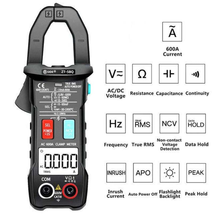 BSIDE  Bluetooth 5.0 6000 Words High Precision Smart AC Clamp Meter, Specification: ZT-5BQ+C3140 Clip - Digital Multimeter by BSIDE | Online Shopping South Africa | PMC Jewellery