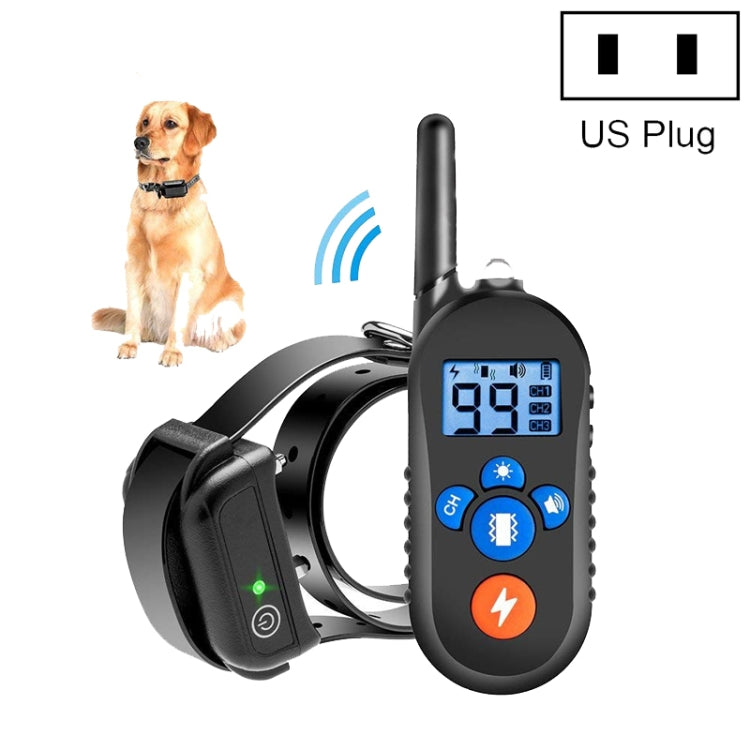 800m Remote Control Electric Shock Bark Stopper Vibration Warning Pet Supplies Electronic Waterproof Collar Dog Training Device, Style:556-1(US Plug) - Training Aids by PMC Jewellery | Online Shopping South Africa | PMC Jewellery