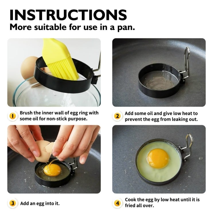 Egg Ring Iron Spray Non-Stick Round Omelette Model Omelette Mold, Specification: 4 PCS + Brush - Food Molds by PMC Jewellery | Online Shopping South Africa | PMC Jewellery