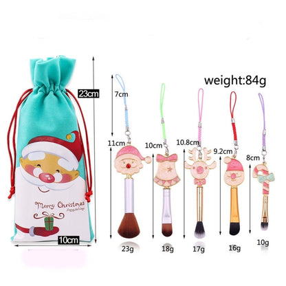 Christmas Makeup Brush Gift Elk Beginner Set Beauty Tool Set, Specification:Five Shorts 1-Double Sided - Makeup Brushes by PMC Jewellery | Online Shopping South Africa | PMC Jewellery