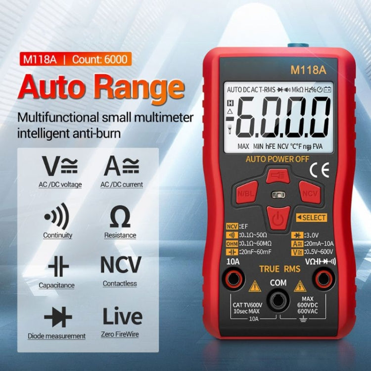 ANENG M118A High-Precision Automatic Range Multimeter Multi-Function Small Electrician Instrumentation Digital Universal Meter - Digital Multimeter by ANENG | Online Shopping South Africa | PMC Jewellery | Buy Now Pay Later Mobicred