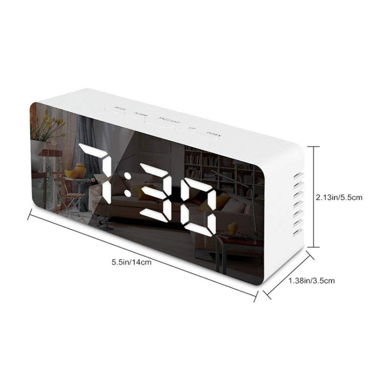 LED Mirror Alarm Clock Digital Snooze Table Clock Electronic Time Temperature Large Display  White Light - Wall Clock by PMC Jewellery | Online Shopping South Africa | PMC Jewellery