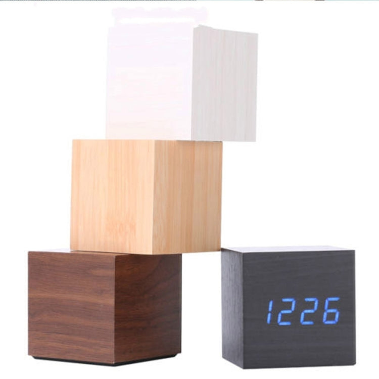 Multicolor Sounds Control Wooden Clock Modern Digital LED Desk Alarm Clock Thermometer Timer Black White - Alarm Clocks by PMC Jewellery | Online Shopping South Africa | PMC Jewellery