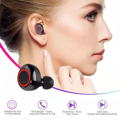 Y50 Sports Outdoor TWS Bluetooth 5.0 Touch Wireless Headphones(Black Blue) - TWS Earphone by PMC Jewellery | Online Shopping South Africa | PMC Jewellery