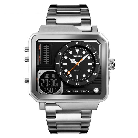 SKMEI 1392 Multi-Function Outdoor Sports Watch Business Double Display Waterproof Electronic Watch(Silver) - Sport Watches by SKMEI | Online Shopping South Africa | PMC Jewellery | Buy Now Pay Later Mobicred