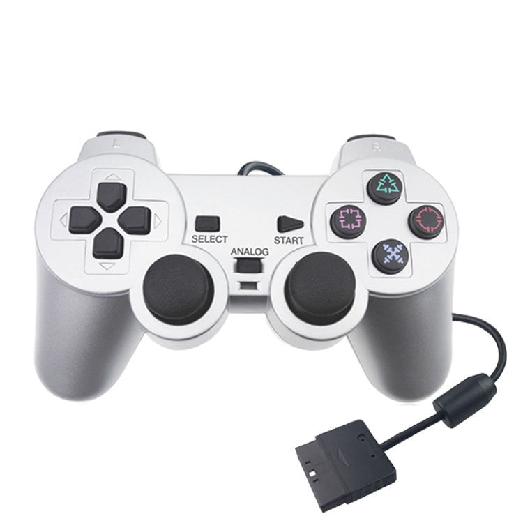 Wired Gamepad Dual Motor Vibration Silver Fuel Injection Gamepad Suitable For PS2 - Gamepads by PMC Jewellery | Online Shopping South Africa | PMC Jewellery