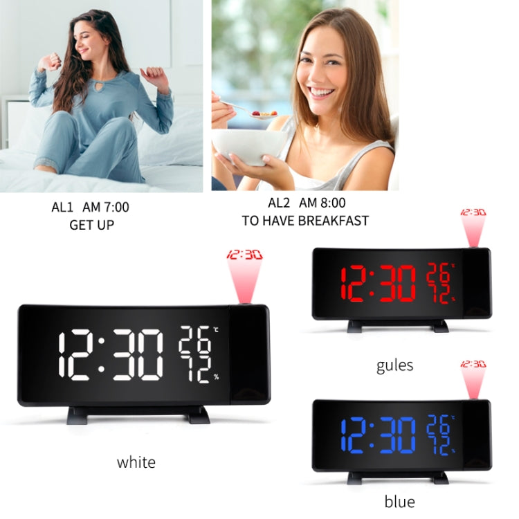 Three-color Projection Radio Alarm Clock USB Digital Alarm Clock Thermometer & Hygrometer - Alarm Clocks by PMC Jewellery | Online Shopping South Africa | PMC Jewellery