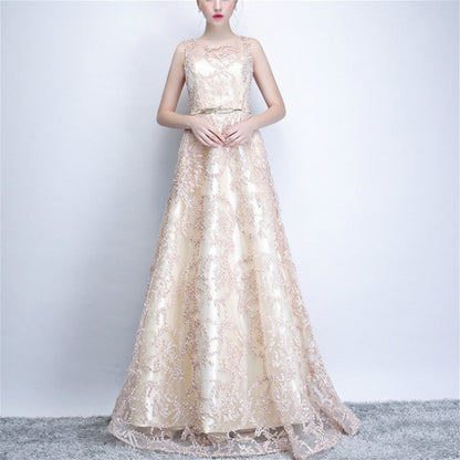 Banquet Lace Sleeveless  Long Party Formal Gown, Size:XXXL(Champagne) - Evening Dress by PMC Jewellery | Online Shopping South Africa | PMC Jewellery