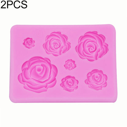 2 PCS DIY Handmade Soap Chocolate Fondant Baking Mold 3D Rose Flower Cake Decoration Silicone Mold(Pink) - Food Molds by PMC Jewellery | Online Shopping South Africa | PMC Jewellery