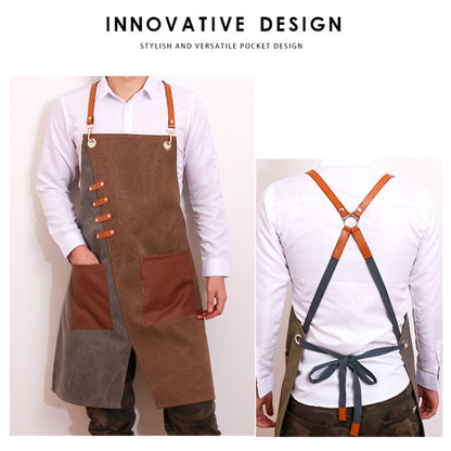 Denim Apron Barber Milk Tea Shop Waiter Overalls(Blue-white Hook Strap) - Aprons & Caps by PMC Jewellery | Online Shopping South Africa | PMC Jewellery