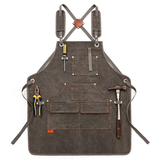 Canvas Apron Barber Roasting Cafe Gardening Woodworking Men And Women Canvas Work Clothes, Specification: Adult Models(Gray) - Aprons & Caps by PMC Jewellery | Online Shopping South Africa | PMC Jewellery