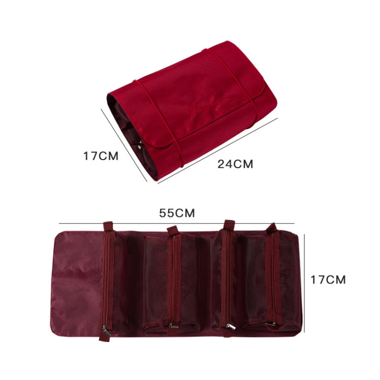 4 In 1 Multi-Function Cosmetics Storage Bag Removable Large Capacity Travel Convenient Cosmetic Bag Wash Bag, Colour: Red Wine - Storage Boxes by PMC Jewellery | Online Shopping South Africa | PMC Jewellery