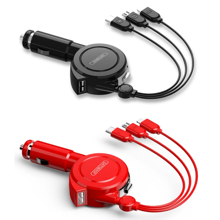 Oatsbasf 3 in 1 Multifunctional Car Charger Data Cable, Colour: 1M（Red） - free shipping - PMC TechLife - Order now!