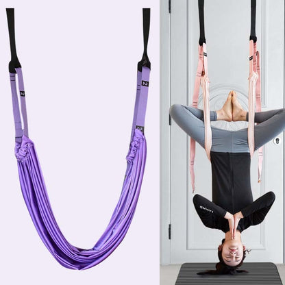 2 in 1 Home Yoga Hammock Indoor Stretching Sling Stretch Widening Yoga Strap + Door Buckle Storage Bag Set(Purple) - Yoga Belts by PMC Jewellery | Online Shopping South Africa | PMC Jewellery