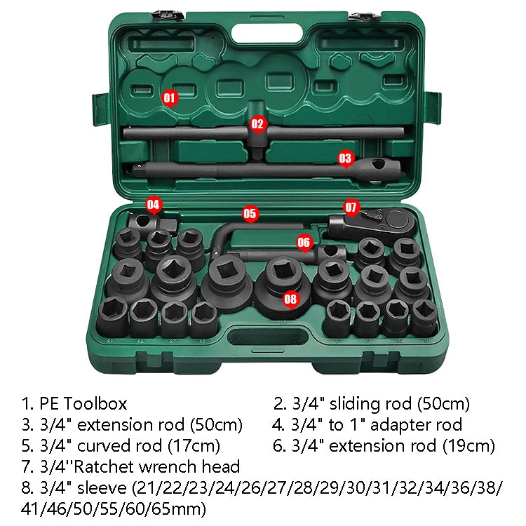 26 PCS / Set Hexagonal Heavy-Duty Socket Auto Repair Socket Wrench(Black Hexagonal) - Hand Tool Sets by PMC Jewellery | Online Shopping South Africa | PMC Jewellery