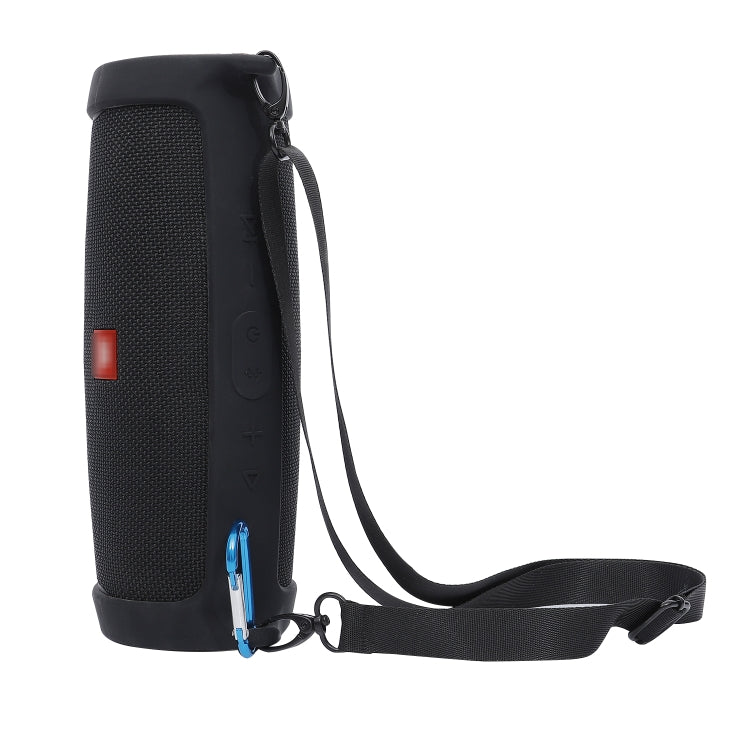 For JBL Charge 4 Bluetooth Speaker Portable Silicone Protective Cover with Shoulder Strap & Carabiner(Black) - Protective Case by PMC Jewellery | Online Shopping South Africa | PMC Jewellery