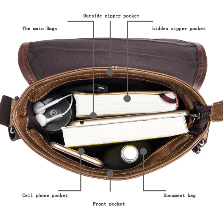 BULL CAPTAIN 034 Men Leather Shoulder Bag Sports Outdoor First-Layer Cowhide Bag(Brown) - free shipping - PMC TechLife - Order now!