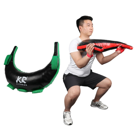 KR Fitness Training Sandbag Weight-Bearing Exercise Equipment Croissant without Filler(Black Leather + Green Ribbon) - Fitness Equipments by PMC Jewellery | Online Shopping South Africa | PMC Jewellery