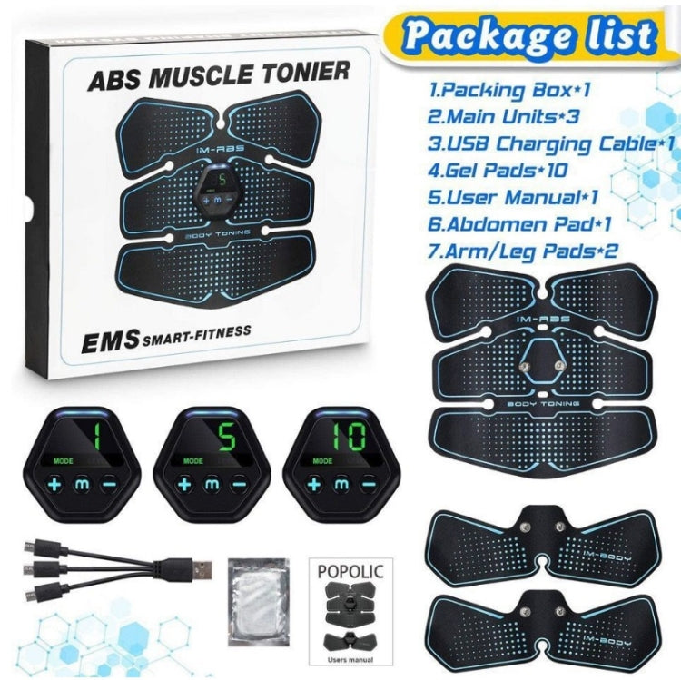 EMS Portable Abdomen Device Electric Abdominal Muscle Stickers with LCD Screen Display(Blue Line) - Fitness Equipments by PMC Jewellery | Online Shopping South Africa | PMC Jewellery