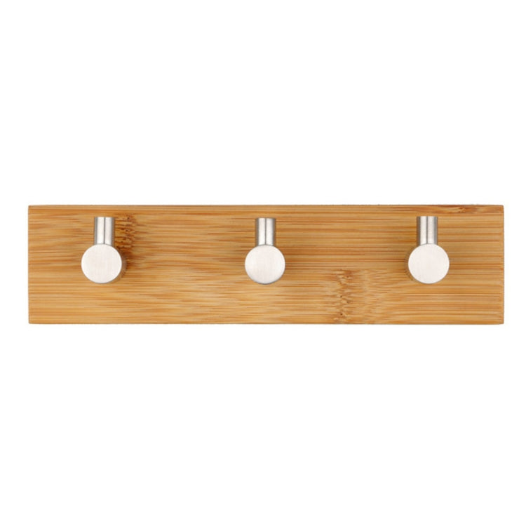 Stainless Steel Bamboo Wood Three Row Hook Kitchen Bathroom Door Adhesive Hook(Three Hook) - Shelf & Hooks by PMC TechLife | Online Shopping South Africa | PMC TechLife