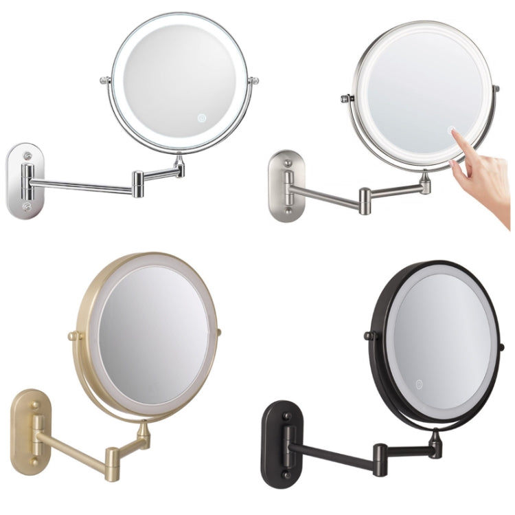 8 Inch Wall-Mounted Double-Sided Makeup Mirror LED Three-Tone Light Bathroom Mirror, Colour: Battery Models Silver(Triple Magnification) - Mirror by PMC Jewellery | Online Shopping South Africa | PMC Jewellery