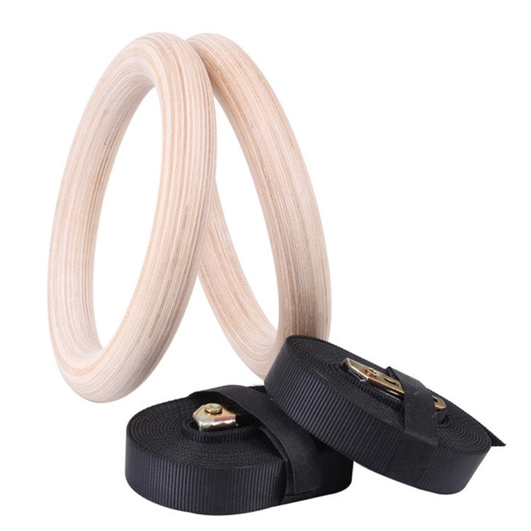 with 2.8cm Webbing 1 Pair Adult Fitness Gymnastics Training Wooden Rings Indoor Fitness Equipment, Thickness:32mm - Sporting goods by PMC Jewellery | Online Shopping South Africa | PMC Jewellery