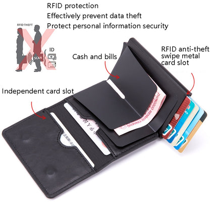 Automatic Cartridge Male Ladies Stainless Steel Credit Card Package RFID Business Card Box(Black) - Antimagnetic RFID Package by PMC Jewellery | Online Shopping South Africa | PMC Jewellery