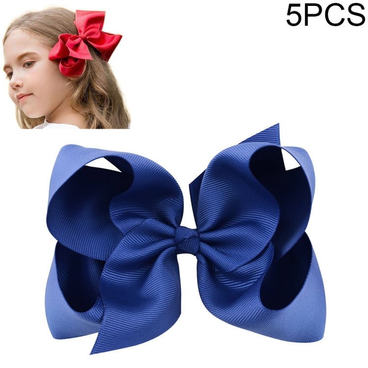 5 PCS 6 Inch Colorful Kids Girls Big Solid Ribbon Hair Bow Clips(37) - Head Bands by PMC Jewellery | Online Shopping South Africa | PMC Jewellery