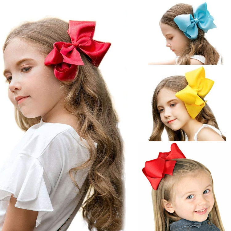 5 PCS 6 Inch Colorful Kids Girls Big Solid Ribbon Hair Bow Clips(37) - Head Bands by PMC Jewellery | Online Shopping South Africa | PMC Jewellery