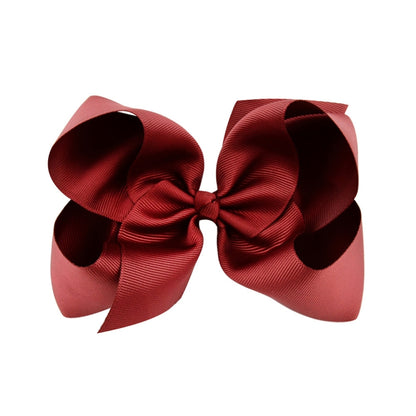 5 PCS 6 Inch Colorful Kids Girls Big Solid Ribbon Hair Bow Clips(33) - Head Bands by PMC Jewellery | Online Shopping South Africa | PMC Jewellery