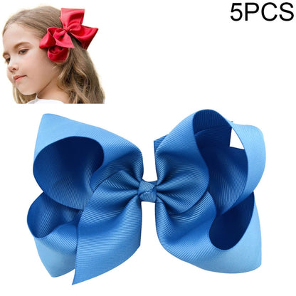 5 PCS 6 Inch Colorful Kids Girls Big Solid Ribbon Hair Bow Clips(36) - Head Bands by PMC Jewellery | Online Shopping South Africa | PMC Jewellery