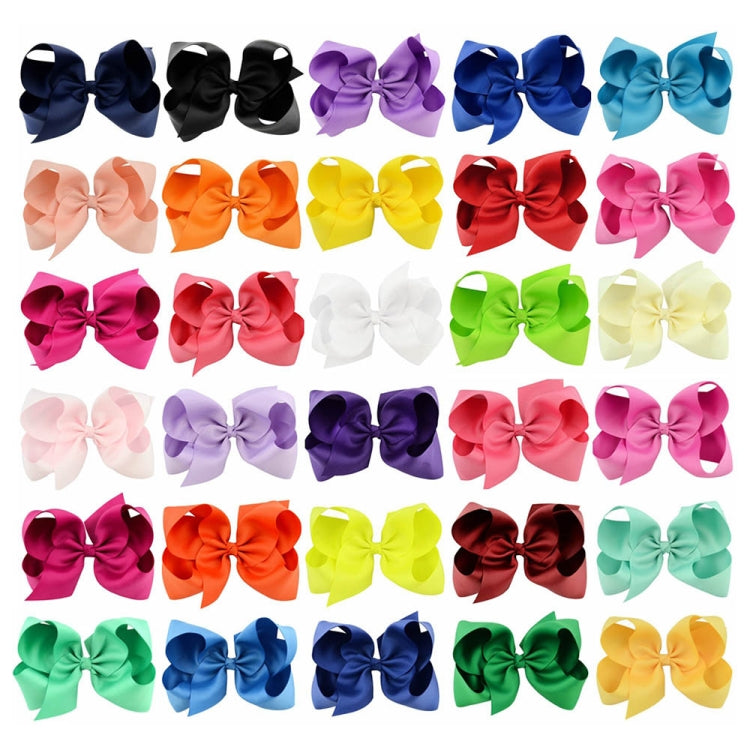 5 PCS 6 Inch Colorful Kids Girls Big Solid Ribbon Hair Bow Clips(36) - Head Bands by PMC Jewellery | Online Shopping South Africa | PMC Jewellery