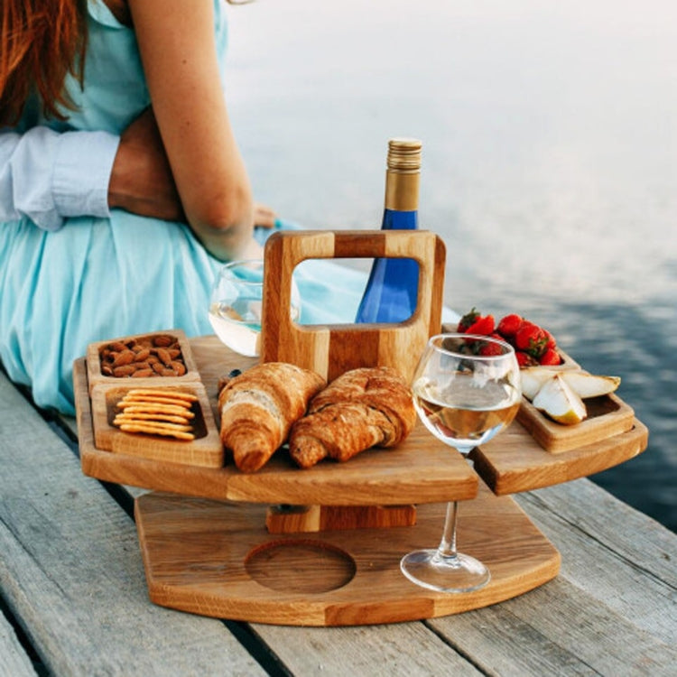 Portable Picnic Wooden Wine Glass Holder Detachable Wine Table(Wood Color) - Outdoor Folding Tables by PMC Jewellery | Online Shopping South Africa | PMC Jewellery