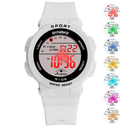 SYNOKE 9109 Student Multifunctional Waterproof Colorful Luminous Electronic Watch(White) - Silicone Strap Watches by SYNOKE | Online Shopping South Africa | PMC Jewellery | Buy Now Pay Later Mobicred