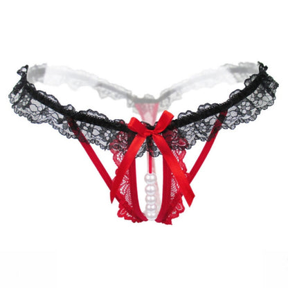 3 PCS Lady Pierced Sexy Panties Temptation Lace Translucent T Underwear(Black) - Ladies Underwear by PMC Jewellery | Online Shopping South Africa | PMC Jewellery