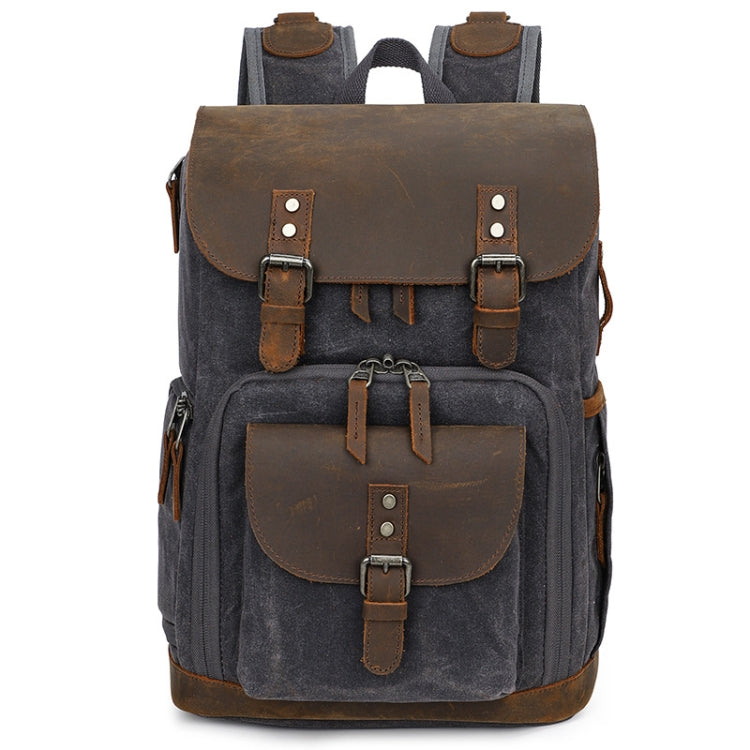 K-86 Casual Shoulder Camera Bag Contrast Waterproof Batik Canvas Single Digital Camera Photo Backpack(Gray) - Backpack by PMC Jewellery | Online Shopping South Africa | PMC Jewellery