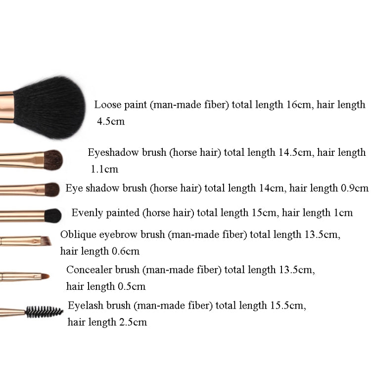 ZOREYA 7-In-1 Makeup Brush Set Brush Blush Brush Foundation Brush With Makeup Brush Bag(Old Blue) - Makeup Brushes by PMC Jewellery | Online Shopping South Africa | PMC Jewellery