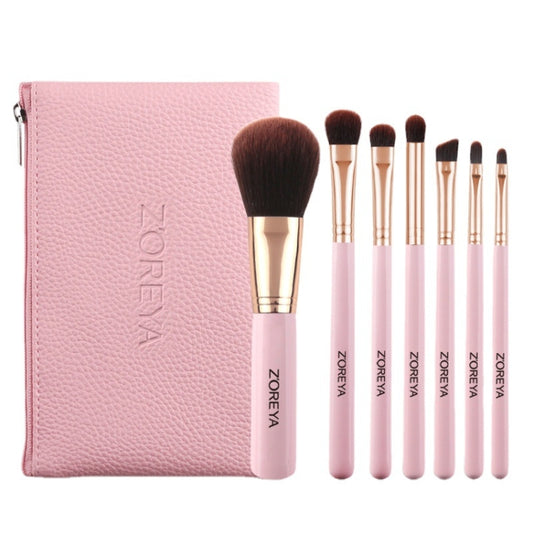 ZOREYA ZS744 7 In 1 Makeup Brush Set Beauty Tools Brush, Exterior color: Pink + Bag - Makeup Brushes by PMC Jewellery | Online Shopping South Africa | PMC Jewellery