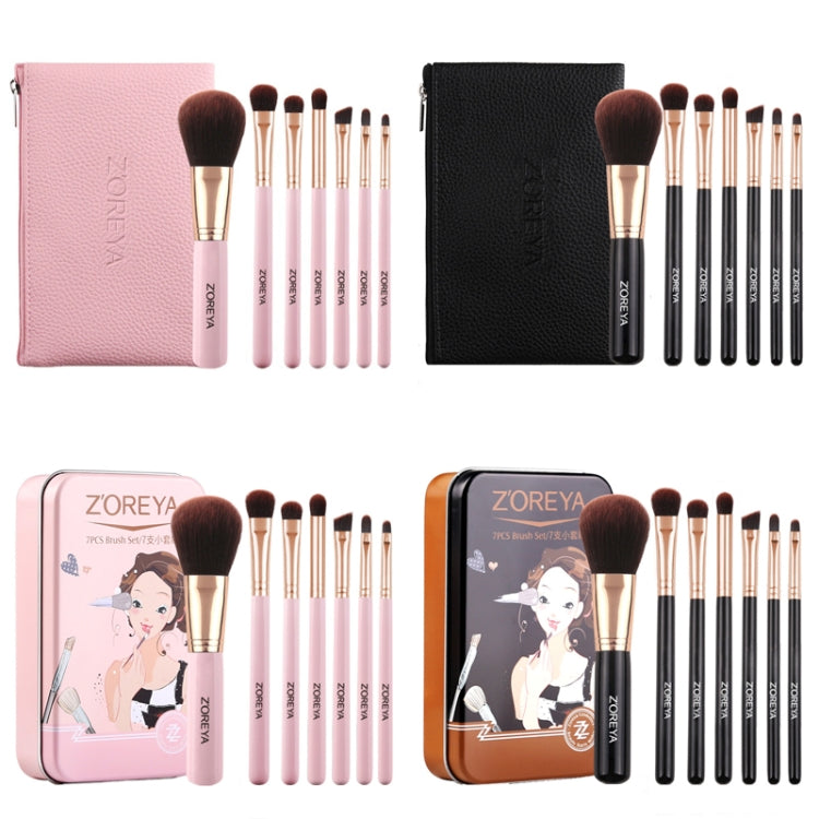 ZOREYA ZS744 7 In 1 Makeup Brush Set Beauty Tools Brush, Exterior color: Pink + Bag - Makeup Brushes by PMC Jewellery | Online Shopping South Africa | PMC Jewellery