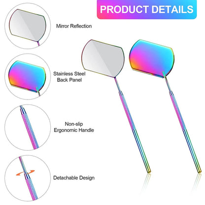 3 PCS Eyelash Extension Handheld Inspection Mirror Rectangular Lens Anti-Warping Root Anti-Fog Mirror Eyelash Mirror, Color Classification: Golden - Mirror by PMC Jewellery | Online Shopping South Africa | PMC Jewellery