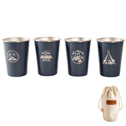 4 PCS / Set Outdoor Picnic Stainless Steel Cup With Storage Bag (Dark Blue) - Cookwares & Tablewares by PMC Jewellery | Online Shopping South Africa | PMC Jewellery