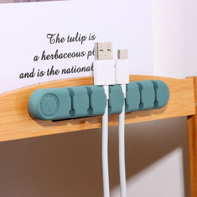 6 Holes Bear Silicone Desktop Data Cable Organizing And Fixing Device(Lilac Purple) - Cable Organizer by PMC TechLife | Online Shopping South Africa | PMC TechLife | Buy Now Pay Later Mobicred