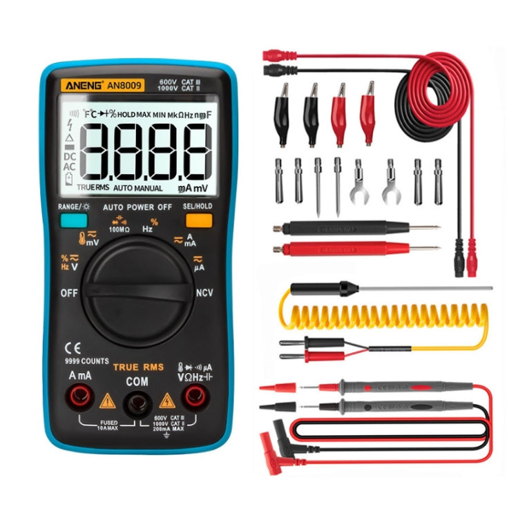 ANENG AN8009 NVC Digital Display Multimeter, Specification: Standard with Cable(Blue) - Current & Voltage Tester by ANENG | Online Shopping South Africa | PMC Jewellery | Buy Now Pay Later Mobicred